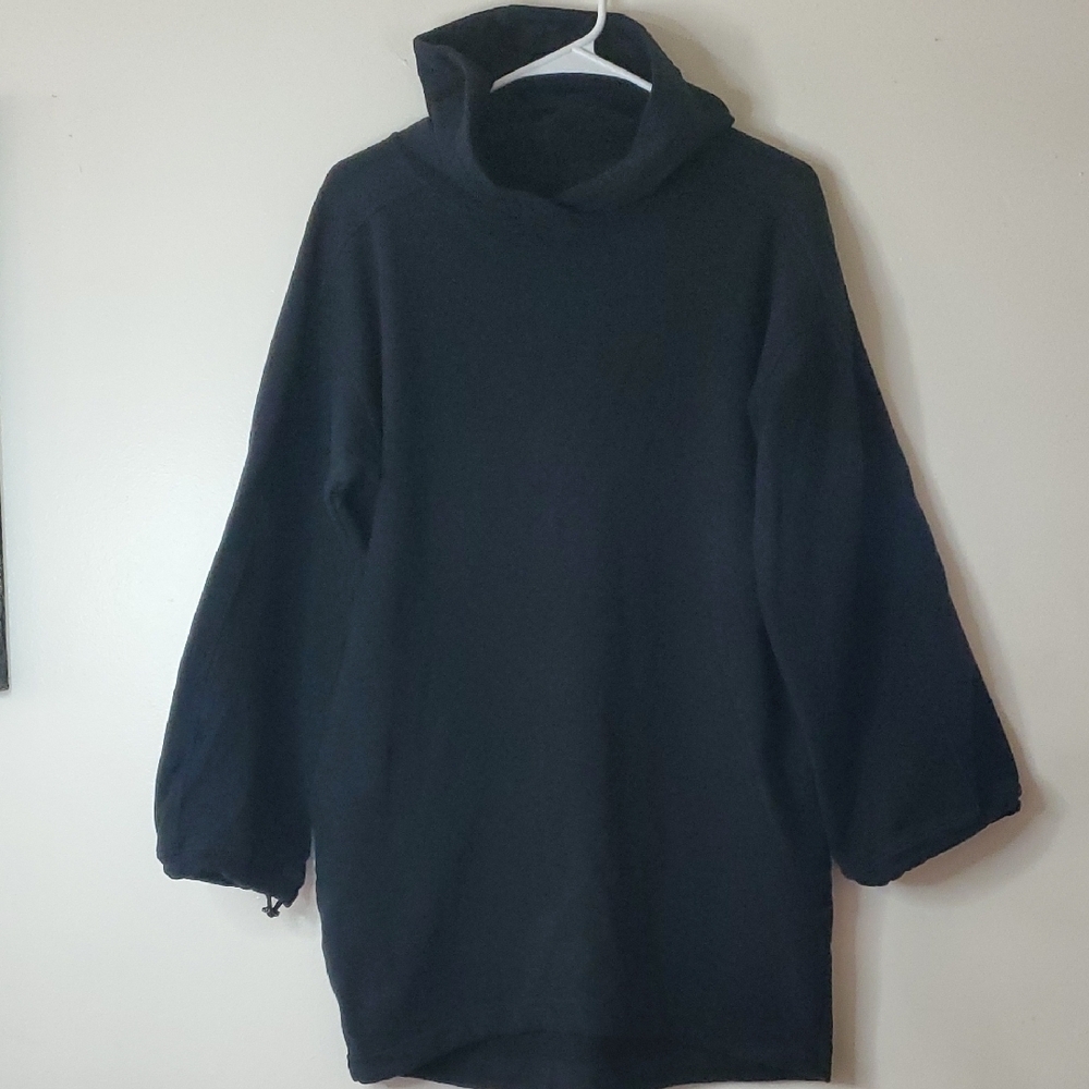 Womens Black Cotton Spandex Hooded Sweater Dress Tunic Size Medium